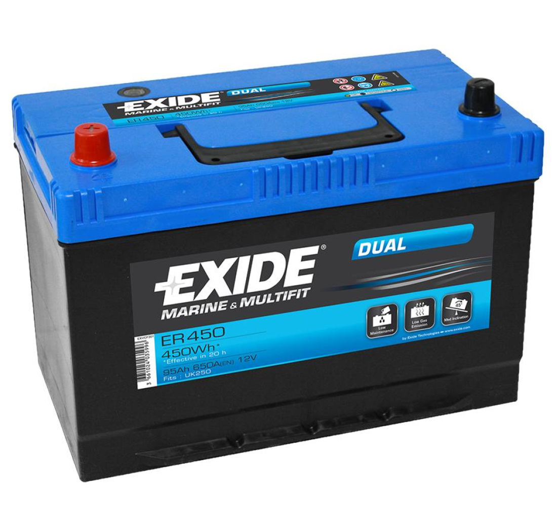 STARTNO SERVISNI AKUMULATOR DUAL AH95 L+ 650A  EXIDE MARINE